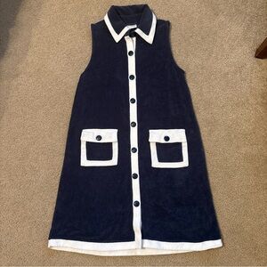 Lake + Atlantic -Pacific Darci Terry Dress Navy and White XS